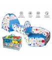 Piscina de pelotas túnel niños portátil 3 en 1 + 100 Pelotas