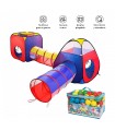 Carpa Circuito 4 En 1 Doble Túnel para Niños + 100 pelotas