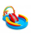 Intex - Piscina Inflable Arcoíris con centro de juegos 297 x 193 x 135 cm