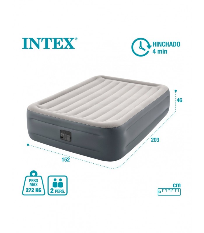 COLCHÓN QUEEN 152X203X46 CM INTEX DURA-BEAMPLUS CON BOMBA INTEGRADA