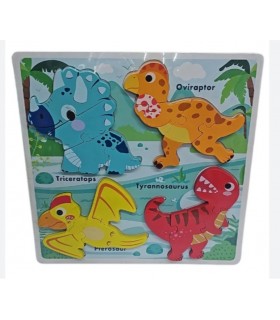 ROMPECABEZA INFANTIL DE DINOSAURIOS   EN MADERA