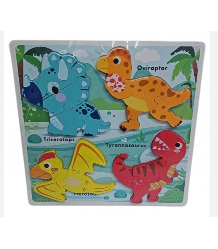 ROMPECABEZA INFANTIL DE DINOSAURIOS   EN MADERA