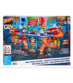 Hot Wheels City Mega Juego de Lavado de Autos con 1 Auto Cambiador de Colores