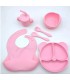 Set De Alimentación Para Bebe 6 Piezas, Platos De Silicona(ROSADO)