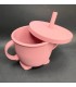 Set De Alimentación Para Bebe 6 Piezas, Platos De Silicona(ROSADO)
