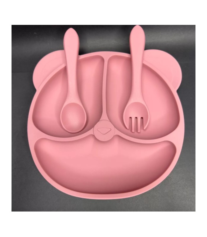 Set De Alimentación Para Bebe 6 Piezas, Platos De Silicona(ROSADO)
