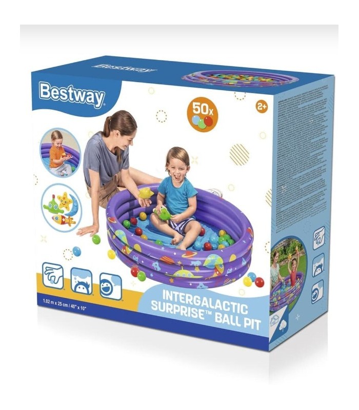 PISCINA INFLABLE BESTWAY SORPRESA INTERGALACTICA INCLUYE 50 PELOTAS MULTICOLOR 25 X 102 CM
