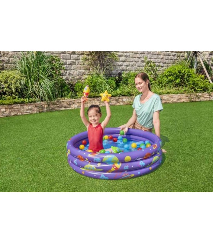 PISCINA INFLABLE BESTWAY SORPRESA INTERGALACTICA INCLUYE 50 PELOTAS MULTICOLOR 25 X 102 CM