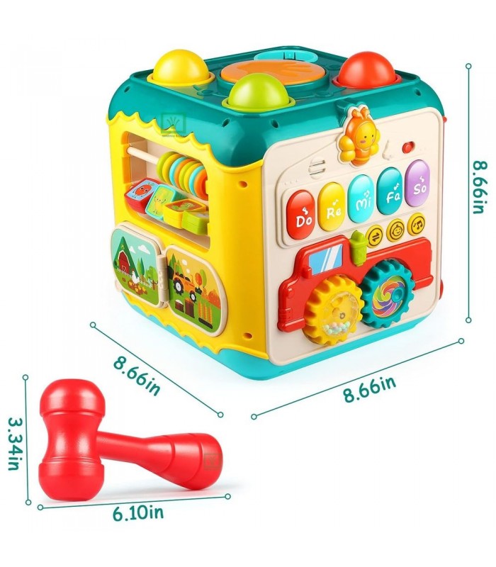 CUBO EDUCATIVO DE ACTIVIDADES 7 EN 1 CON SONIDOS Y LUCES