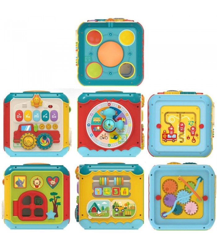 CUBO EDUCATIVO DE ACTIVIDADES 7 EN 1 CON SONIDOS Y LUCES