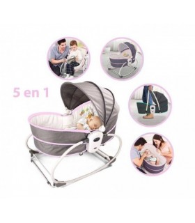 Silla Mecedora y Moisés 5 en 1 de Lujo - ROSADO