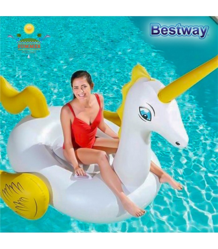 Flotador inflable montable  modelo unicornio amarillo - Bestway