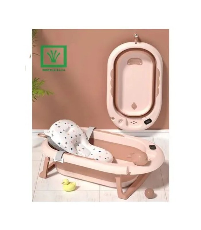 Bañera  Plegable Ballenita Con Termómetro Rosado