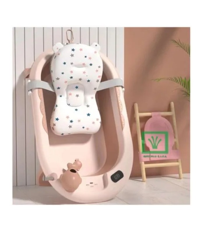Bañera  Plegable Ballenita Con Termómetro Rosado