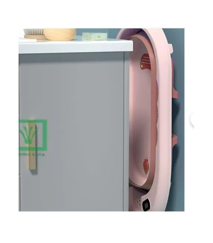 Bañera  Plegable Ballenita Con Termómetro Rosado