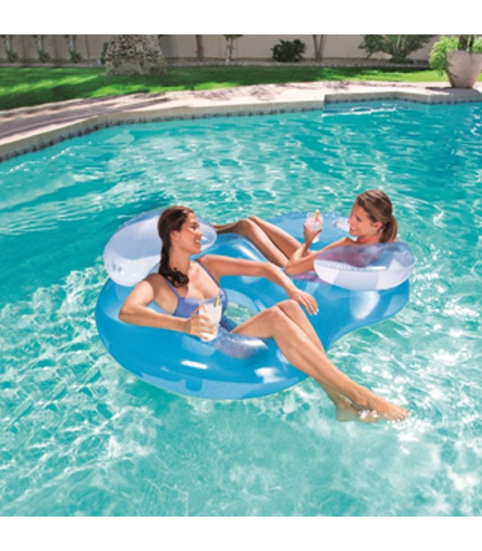 Flotador de piscina con doble anillo celeste - BESTWAY