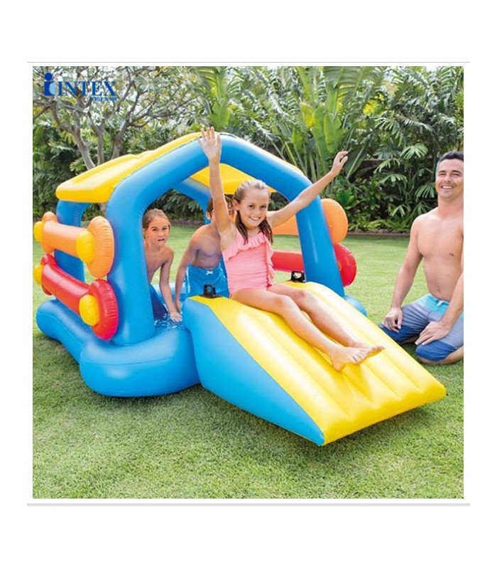 Isla inflable Intex con tobogán y flotadores para piscinas o jardines