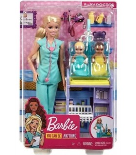 Barbie Set De Pediatra Rubia Con Gemelos