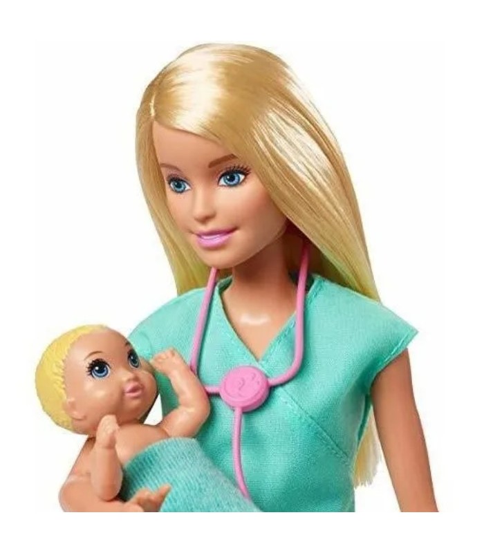 Barbie Set De Pediatra Rubia Con Gemelos