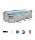 Piscina estructural ovalada Bestway 56716 con capacidad de 13430 litros de 5.49m de largo x 2.74m de ancho x 1.22m de alto