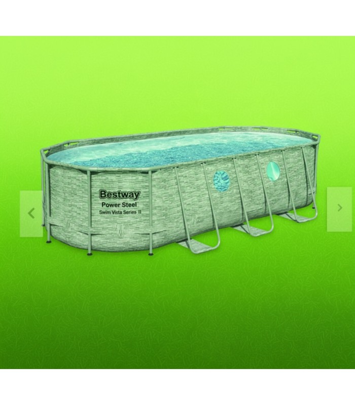 Piscina estructural ovalada Bestway 56716 con capacidad de 13430 litros de 5.49m de largo x 2.74m de ancho x 1.22m de alto