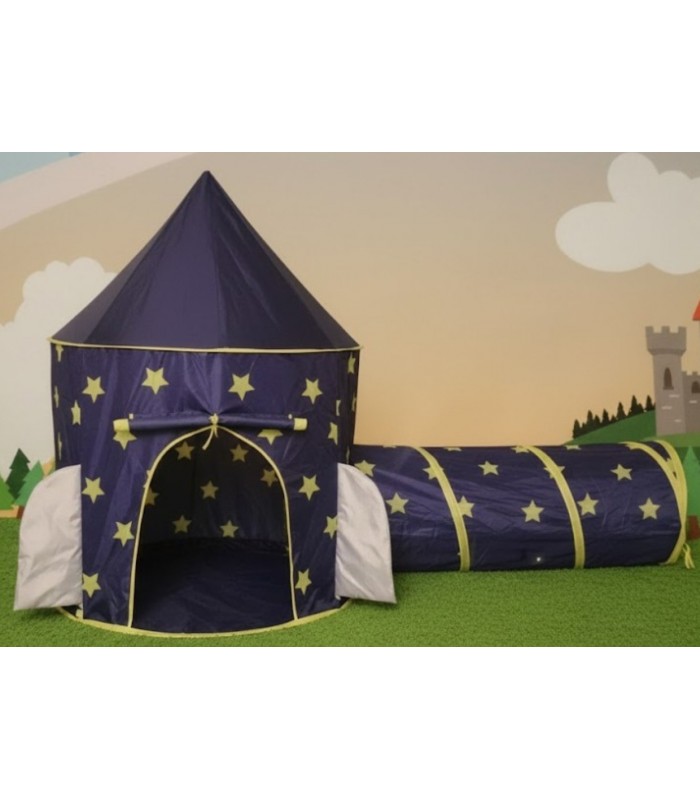 Castillo Carpa modelo  Cohete color  Azul  Armable, para Niños