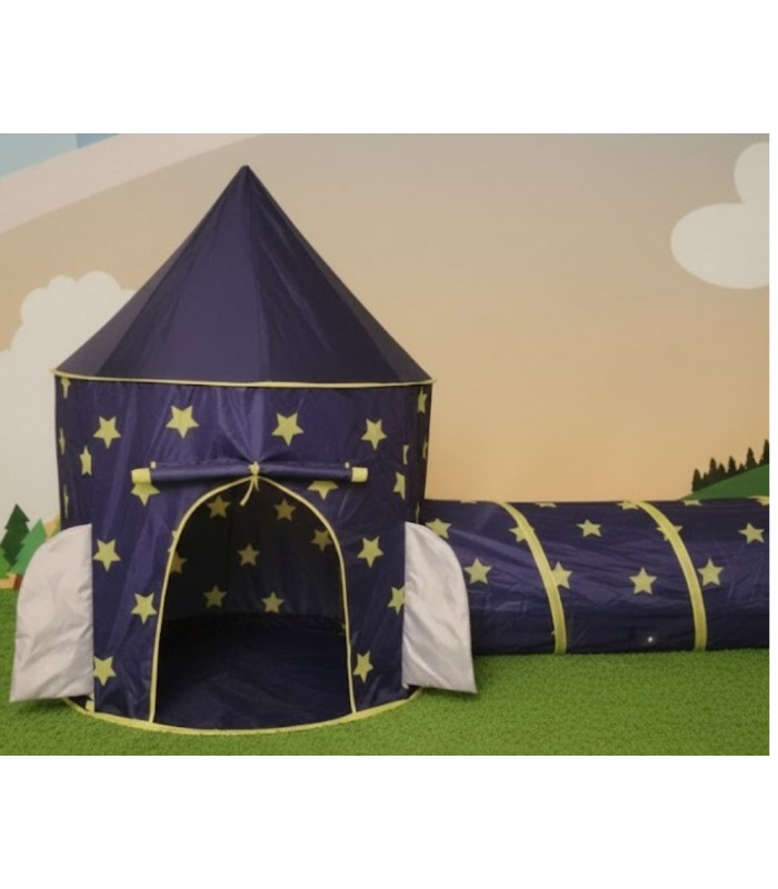 Castillo Carpa modelo  Cohete color  Azul  Armable, para Niños