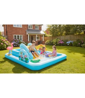 INTEX - Piscina Bañera Inflable Centro de Juegos Aventura Acuática en la Jungla 244x 198 x71 cm