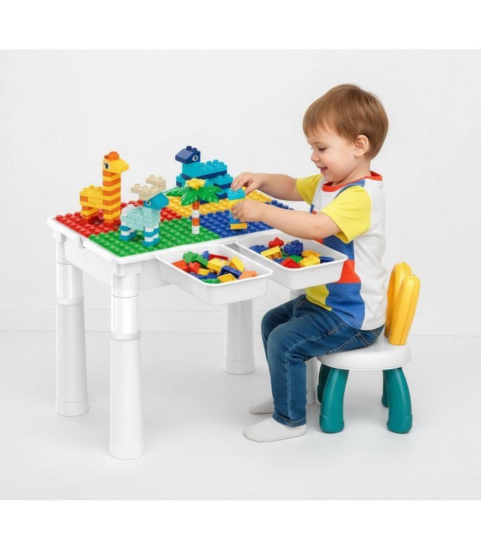 Set de construcción y mesa de actividades para niños 102pcs