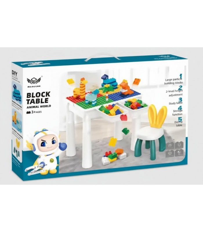 Set de construcción y mesa de actividades para niños 102pcs