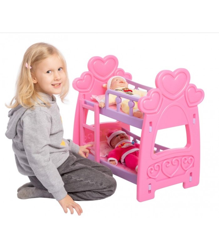 Camarote Para 2 Muñecas con Escalera de Niñas Rosado