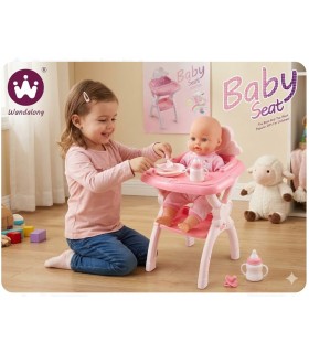Silla Alta de Juguete para Muñecas con Accesorios
