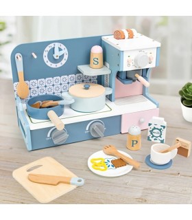 Juego de Cocina con Cafetera de Madera