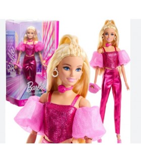 Muñeca Barbie Deluxe Cabello Rubio Y Conjunto Rosa