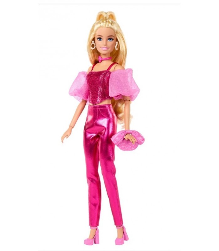 Muñeca Barbie Deluxe Cabello Rubio Y Conjunto Rosa