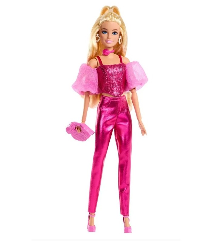 Muñeca Barbie Deluxe Cabello Rubio Y Conjunto Rosa