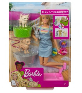 Muñeca Barbie Juega y Lava a tus Mascotas