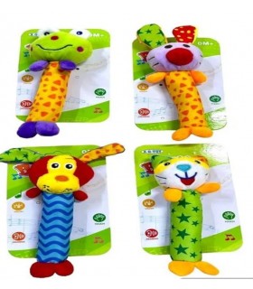 PACK X 4  Sonajas Peluche Animales Tela Estimulación Bebés