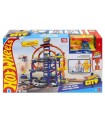 Garaje Con MEGAlooping De Hot Wheels Con 1 Coche De Juguete Metálico Y 1 Helicóptero De Juguete A Escala 1:64