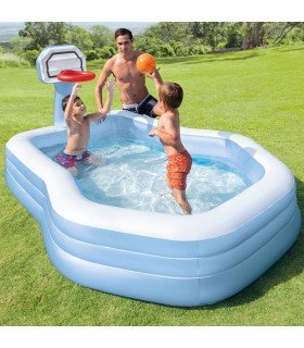 INTEX - Piscina inflable infantil con basquet 188x257x130